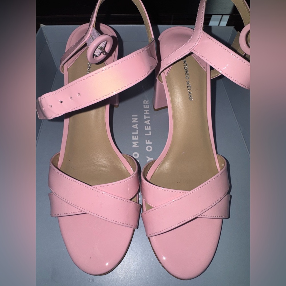 ANTONIO MELANI Blush Pink Cross-Strap Heels